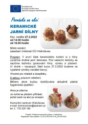 Pozvánka - Keramické jarní dílny 27.2.2022